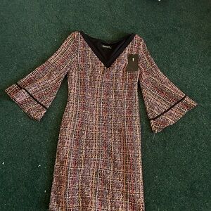 Chic Long Sleeve Multicolor Dress